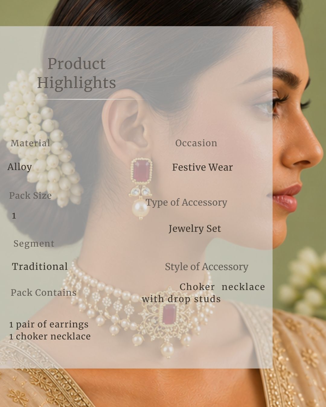 Rajwada Pearl Choker Set | CZ & Gemstone Bridal Necklace Set