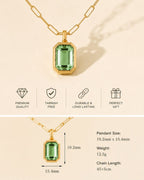 Aurelia Emerald Cut Pendant Necklace | 18K Gold Plated Crystal Pendant Necklace