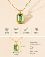 Aurelia Emerald Cut Pendant Necklace | 18K Gold Plated Crystal Pendant Necklace