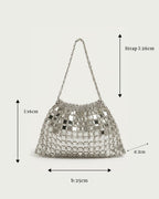 GlamBam Beaded Handbag | Gold & Silver Party Wear Statement Shoulder Bag