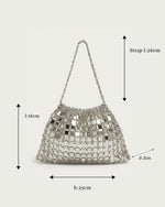 GlamBam Beaded Handbag | Gold & Silver Party Wear Statement Shoulder Bag