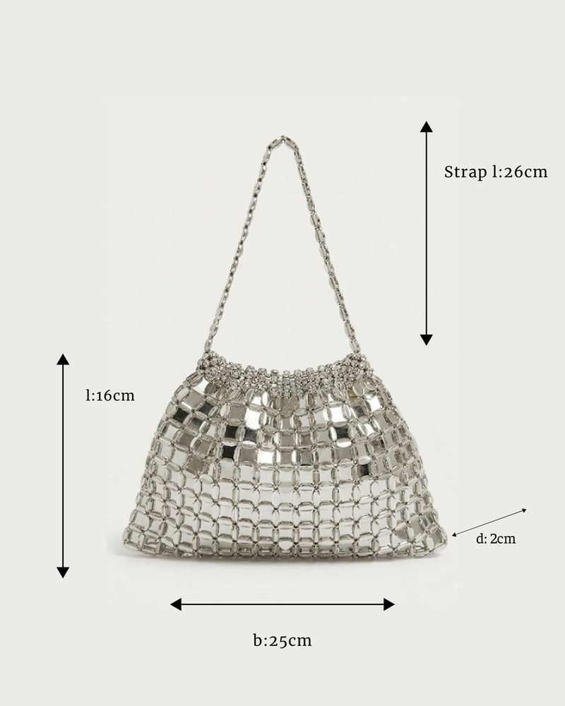 GlamBam Beaded Handbag | Gold & Silver Party Wear Statement Shoulder Bag