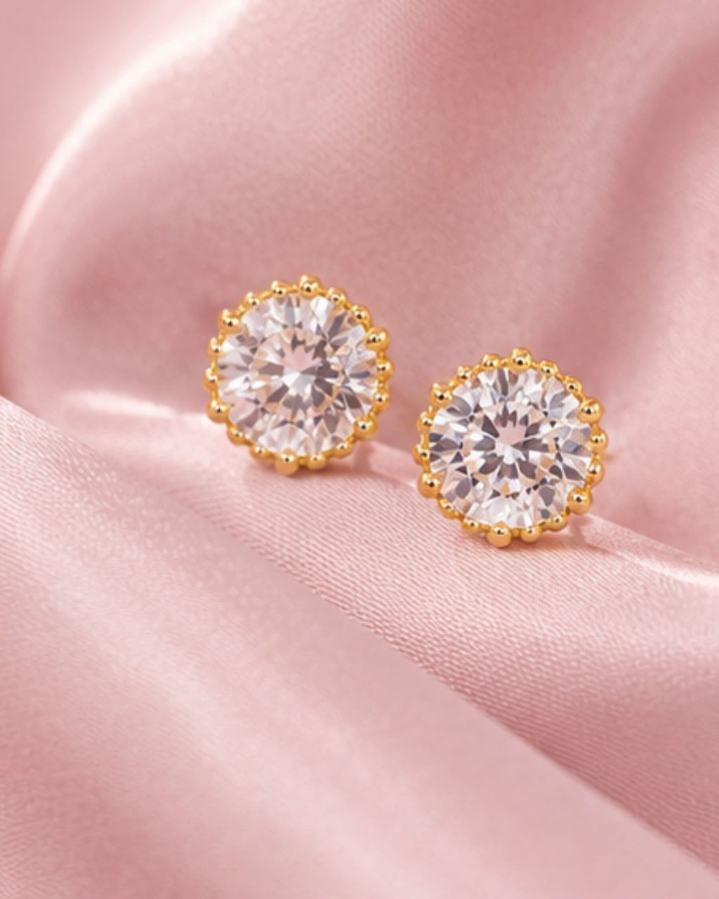 Celeste Halo Solitaire Stud Earrings | Gold-Plated CZ Studs