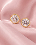 Celeste Halo Solitaire Stud Earrings | Gold-Plated CZ Studs