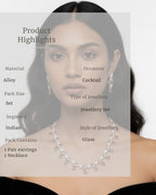 Ruby Teardrop Pavé Necklace Set with Earrings | 18K Gold Plated Red & White Stone Studded Cocktail Jewellery