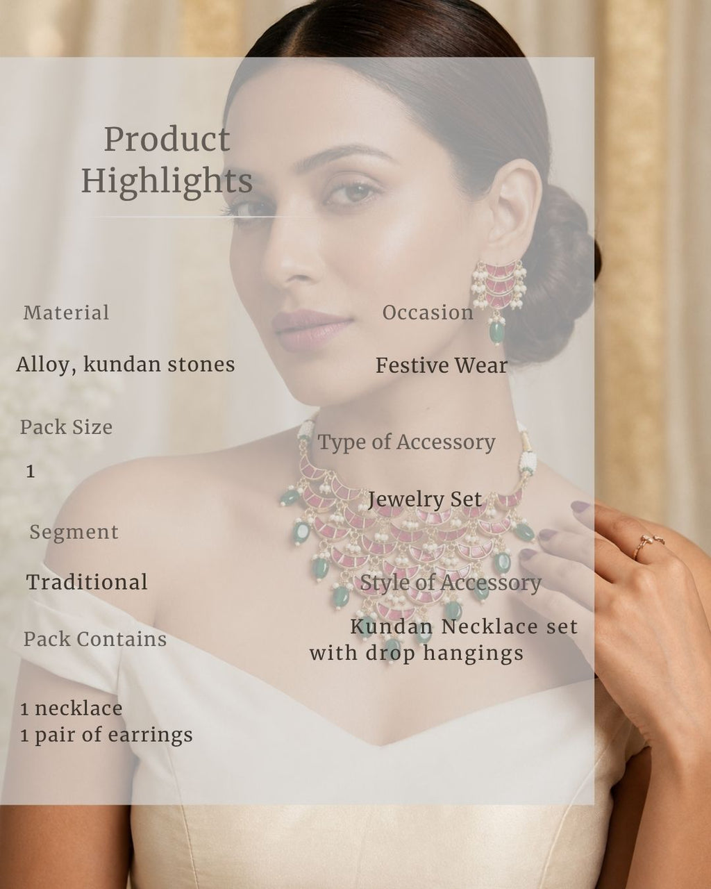 Noor Pearl Cascade Choker Set | CZ Bridal & Festive Jewellery (White/Red)