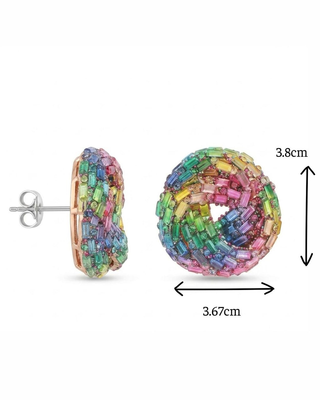Prism Spiral Statement Earrings | Hand-Beaded Multi-Color & Silver Disc Earrings