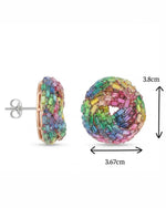 Prism Spiral Statement Earrings | Hand-Beaded Multi-Color & Silver Disc Earrings