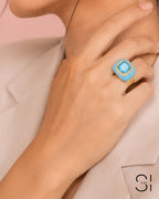 Rosé Royale Crystal Ring | Adjustable Enamel Cocktail Ring