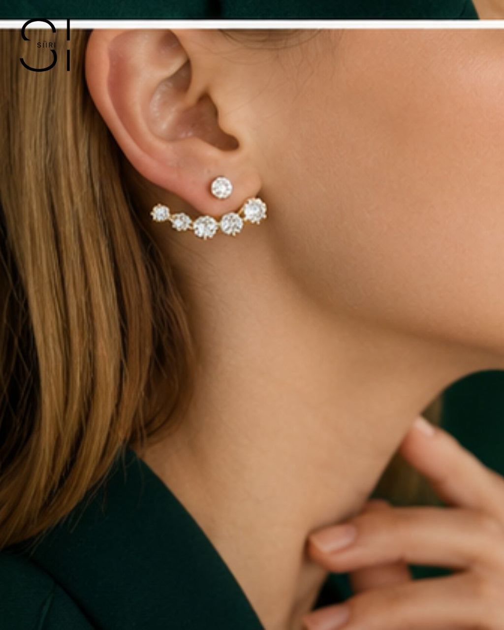 Celeste CZ Ear Jacket Earrings | 18K Gold Plated Cubic Zirconia Stud Earrings