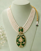 Gulnaar Pearl Pendant Necklace Set | 18K Gold Plated Pearl & Enamel Festive Jewellery