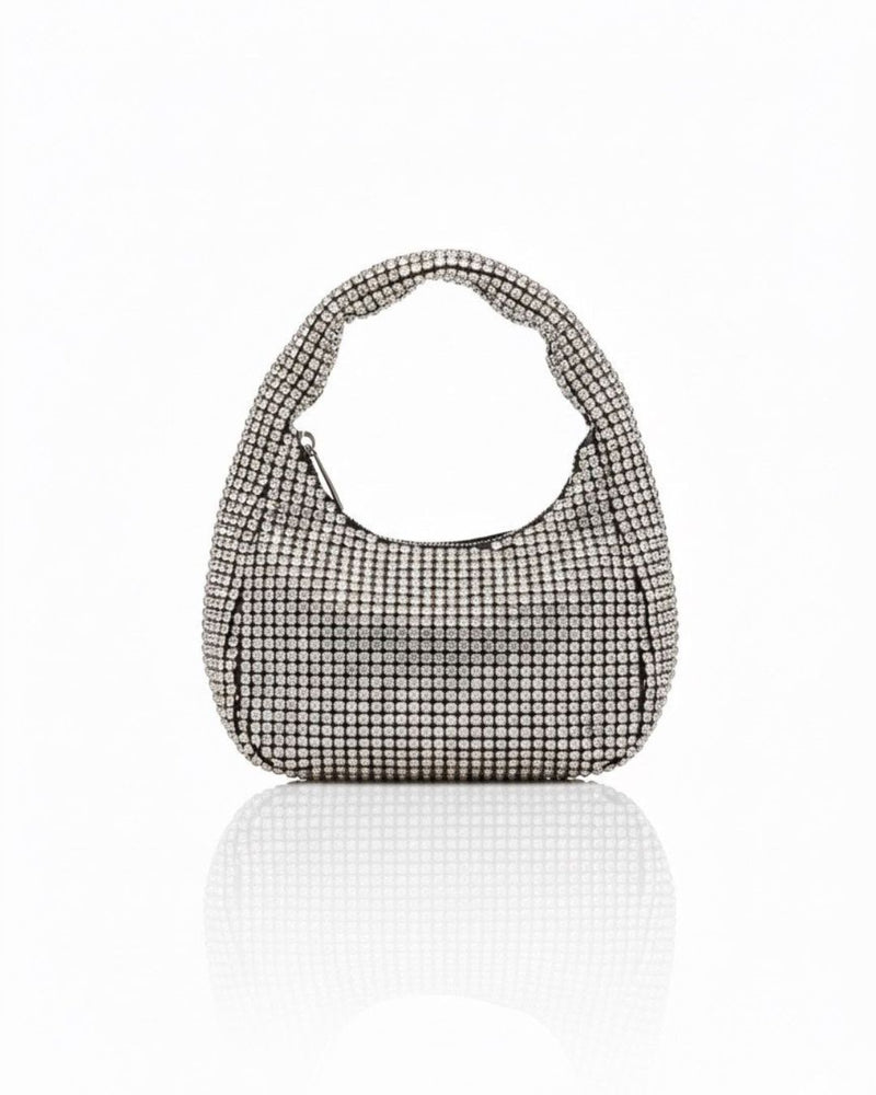 Midnight Crystal Shoulder Bag Rhinestone Mini Hobo Multipurpose Bag