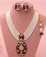 Gulnaar Pearl Pendant Necklace Set | 18K Gold Plated Pearl & Enamel Festive Jewellery
