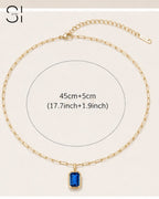 Aurelia Emerald Cut Pendant Necklace | 18K Gold Plated Crystal Pendant Necklace