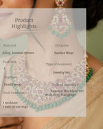 Zarmina Polki Emerald Bridal Necklace Set | 18K Gold Plated Green Beads, Red & White Stone Statement Jewellery