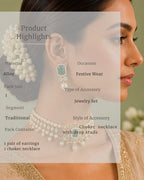 Rajwada Pearl Choker Set | CZ & Gemstone Bridal Necklace Set
