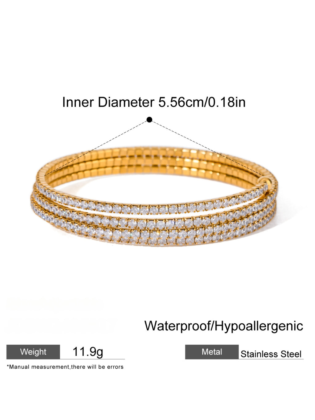 18K Gold Plated Tennis Wrap Bracelet | Anti Tarnish CZ Stone Party Wear Bracelet for Women
