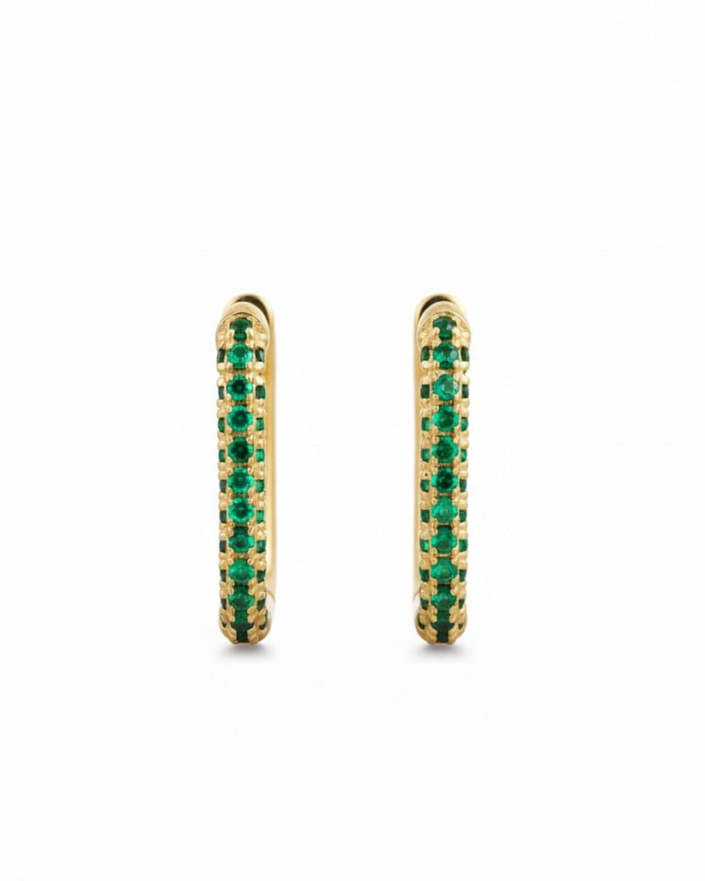 White Green Red Stone Huggie Earrings in 925 Sterling Silver | Minimal Luxe 18K Gold Plated Hoops