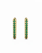 White Green Red Stone Huggie Earrings in 925 Sterling Silver | Minimal Luxe 18K Gold Plated Hoops