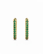 White Green Red Stone Huggie Earrings in 925 Sterling Silver | Minimal Luxe 18K Gold Plated Hoops