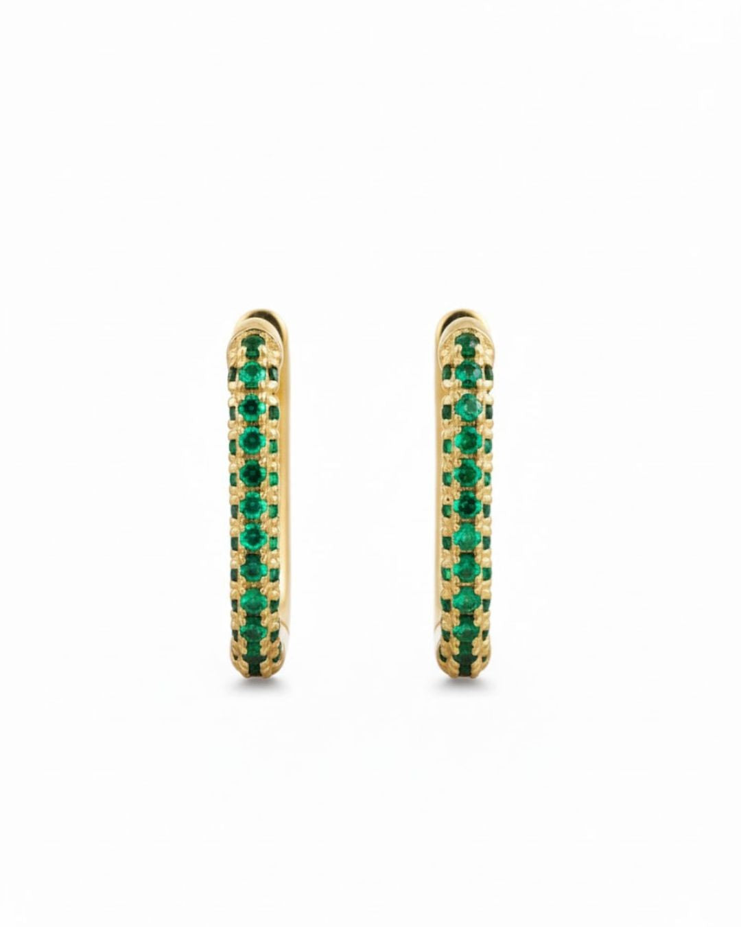 White Green Red Stone Huggie Earrings in 925 Sterling Silver | Minimal Luxe 18K Gold Plated Hoops