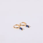 Birthstone Baguette Huggies: 18K Gold Plated