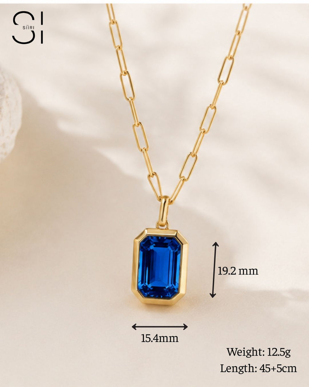 Aurelia Emerald Cut Pendant Necklace | 18K Gold Plated Crystal Pendant Necklace