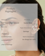 Vira Temple Pearl Ear Cuff | Temple Design Sui Dhaaga Stick Earrings | 18K Gold Plated Jewellery