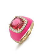 Rosé Royale Crystal Ring | Adjustable Enamel Cocktail Ring