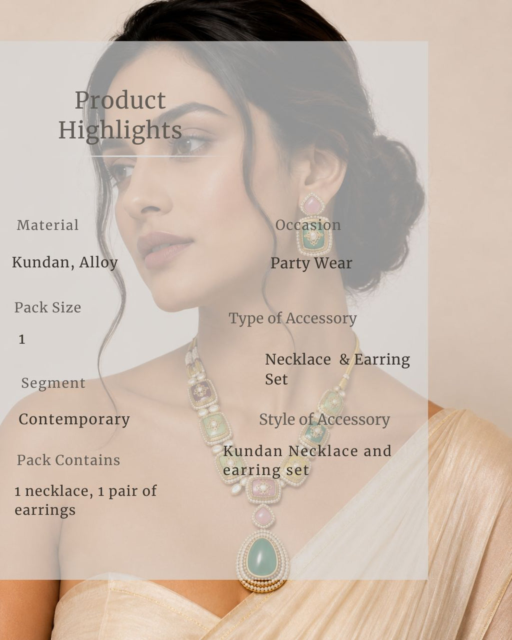 Rang Mahal Kundan Statement Necklace & Earrings Set | Women’s Multi-Color 18K Gold Plated Festive & Bridal Jewellery