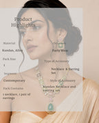 Rang Mahal Kundan Statement Necklace & Earrings Set | Women’s Multi-Color 18K Gold Plated Festive & Bridal Jewellery