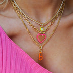 Pink Heart Tennis Chain Necklace | Premium Anti-Tarnish Heart Pendant Necklace | Trendy Everyday Statement Jewellery