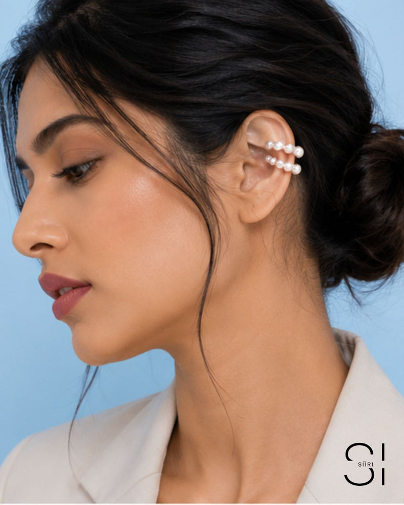 Pearl Duo Ear Cuff | Double Row Faux Pearl Non-Piercing Ear Wrap