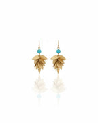 Turquoise Leaf Cascade Drop Earrings | Gold-Tone Statement Earrings