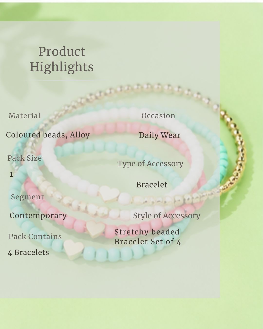 Candy Hearts Bracelet Stack | Set of 4 Colorful Stretch Bracelets for Women