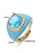 Rosé Royale Crystal Ring | Adjustable Enamel Cocktail Ring
