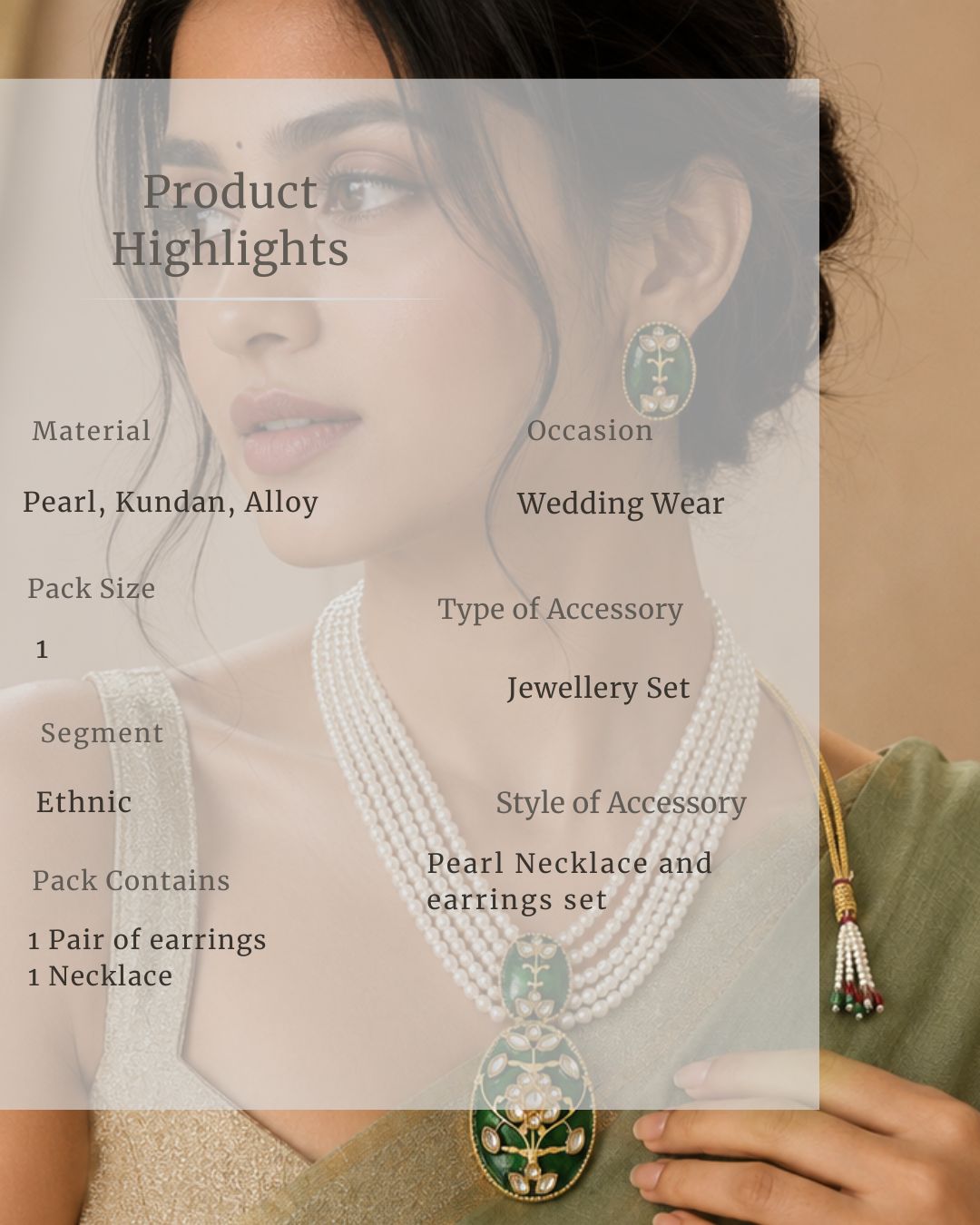 Gulnaar Pearl Pendant Necklace Set | 18K Gold Plated Pearl & Enamel Festive Jewellery