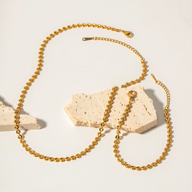 Eternal Love Woven Bracelet & Necklace Set | 18K Gold Plated Stainless Steel | Anti-Tarnish Everyday Luxury Main Image