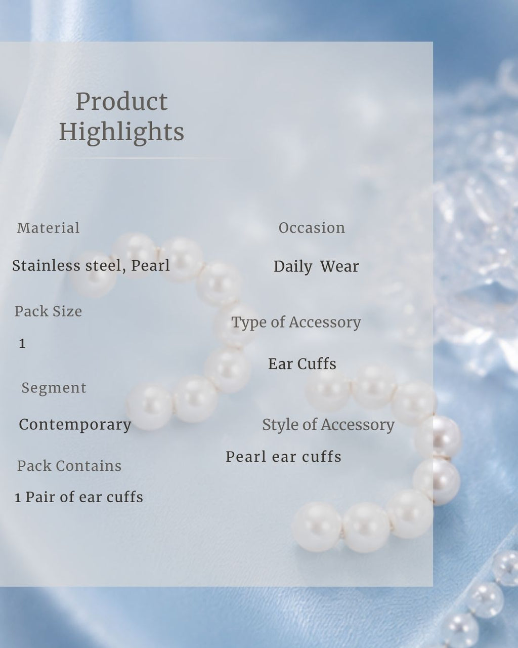 Pearl Duo Ear Cuff | Double Row Faux Pearl Non-Piercing Ear Wrap