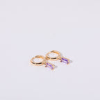 Birthstone Baguette Huggies: 18K Gold Plated