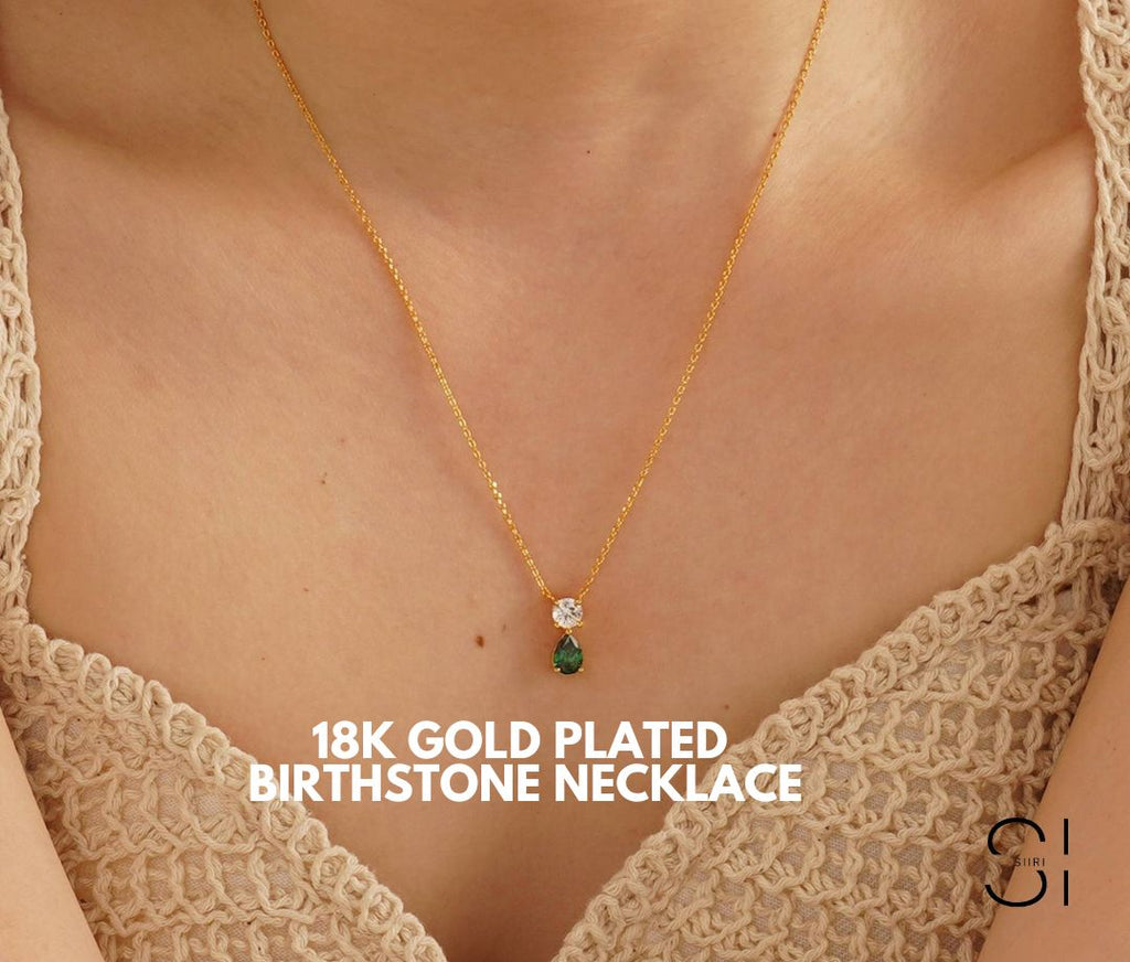 Birthstone Pear Pendant Necklace