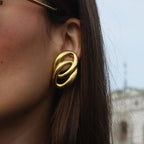 Oval Loop Stud Earrings | 18K Gold Plated Anti-Tarnish Jewellery