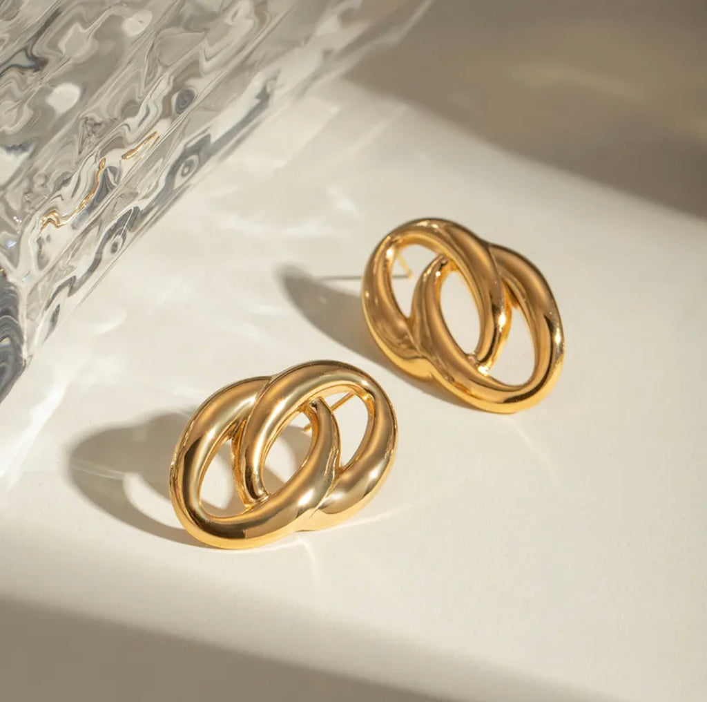 Oval Loop Stud Earrings | 18K Gold Plated Anti-Tarnish Jewellery