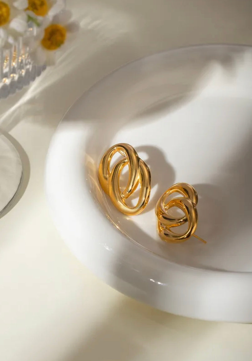 Oval Loop Stud Earrings | 18K Gold Plated Anti-Tarnish Jewellery