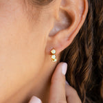 Birthstone Triple Stone Huggies: 18K Gold Plated