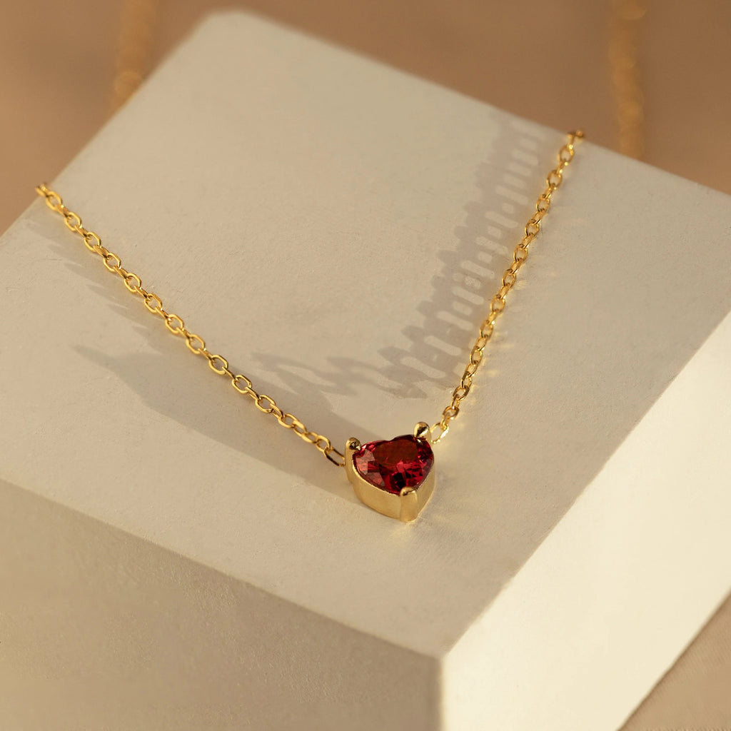 Birthstone Heart shaped Pendant Necklace