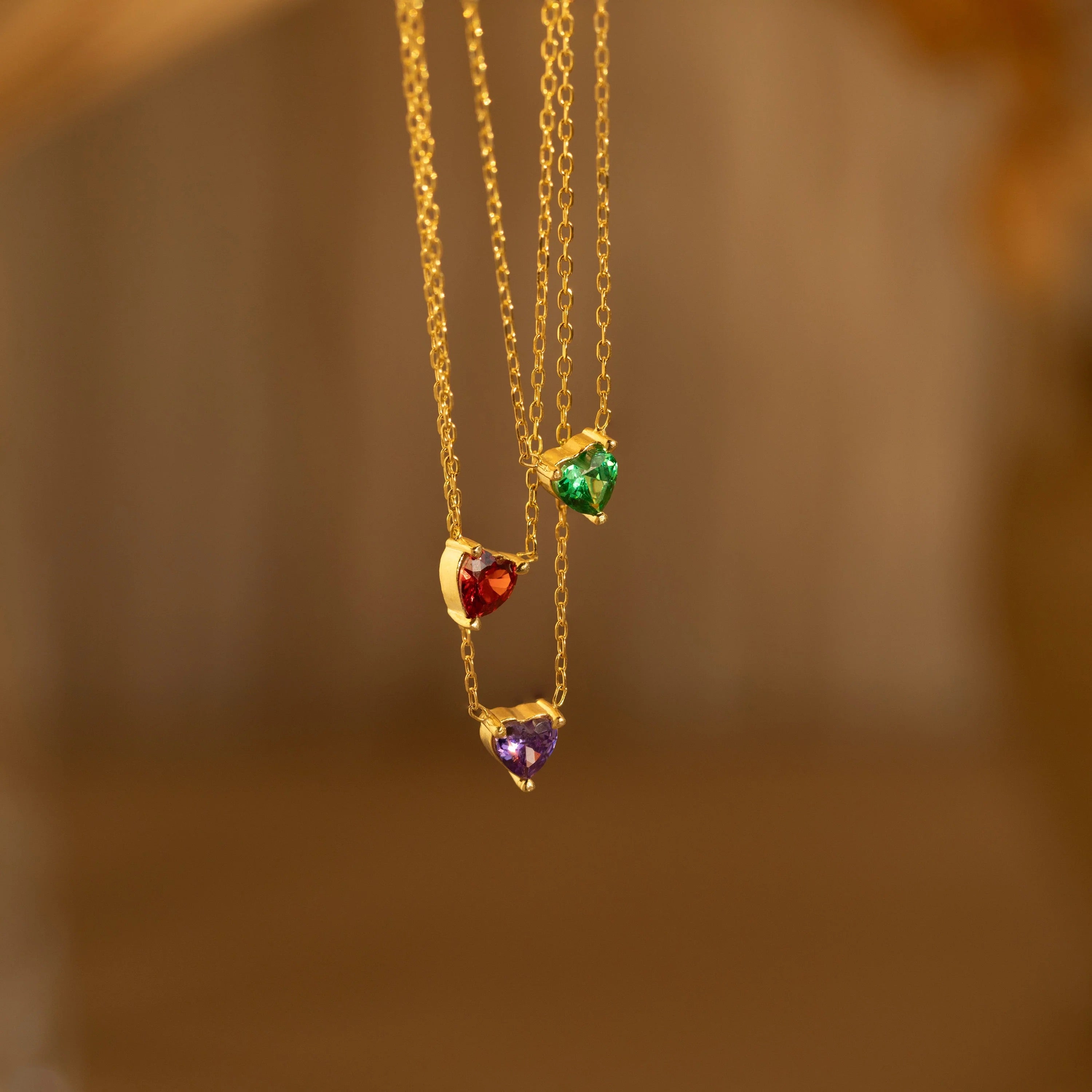 Birthstone Heart shaped Pendant Necklace