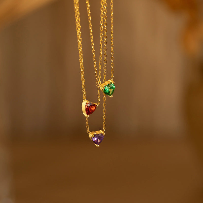 Birthstone Heart shaped Pendant Necklace