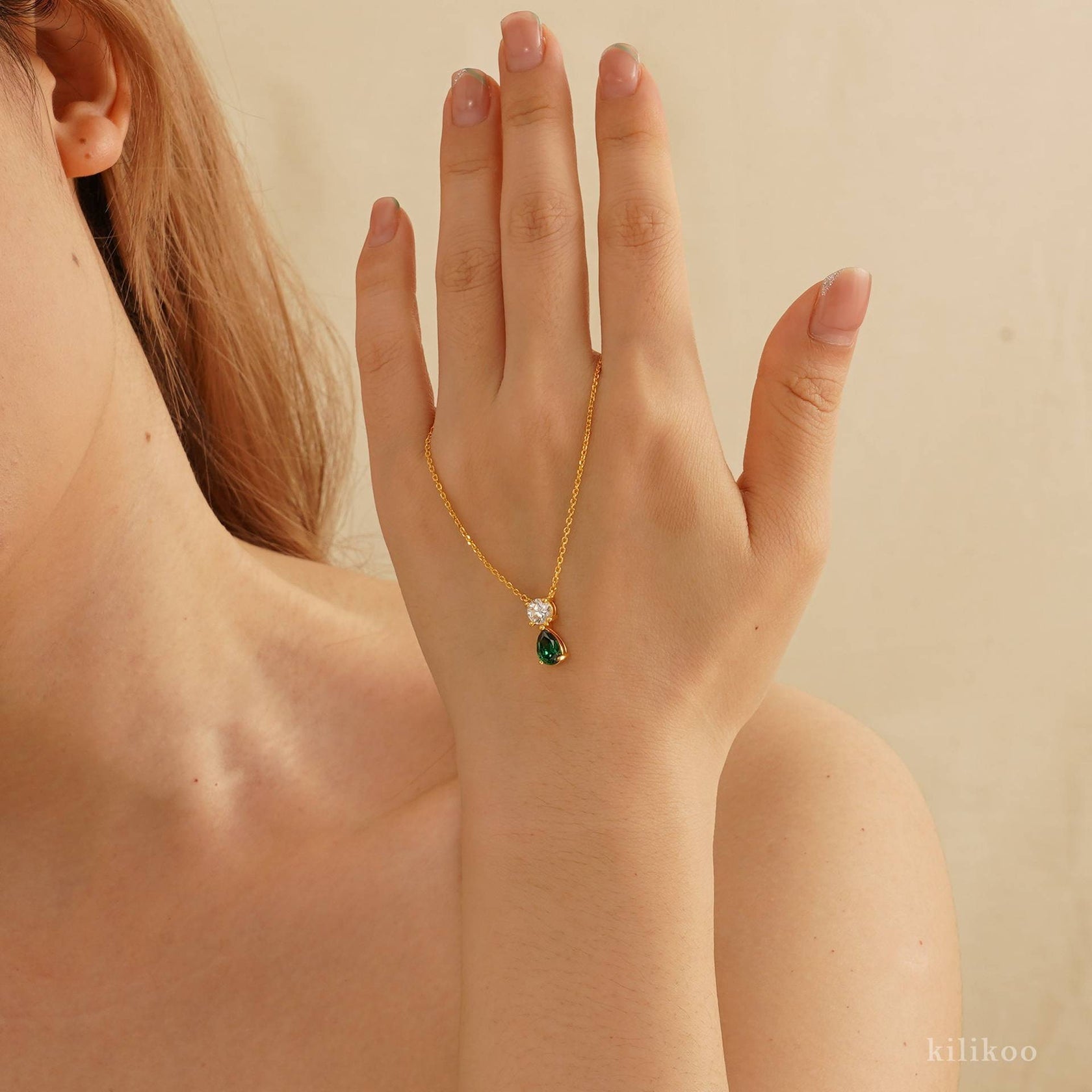 Birthstone Pear Pendant Necklace