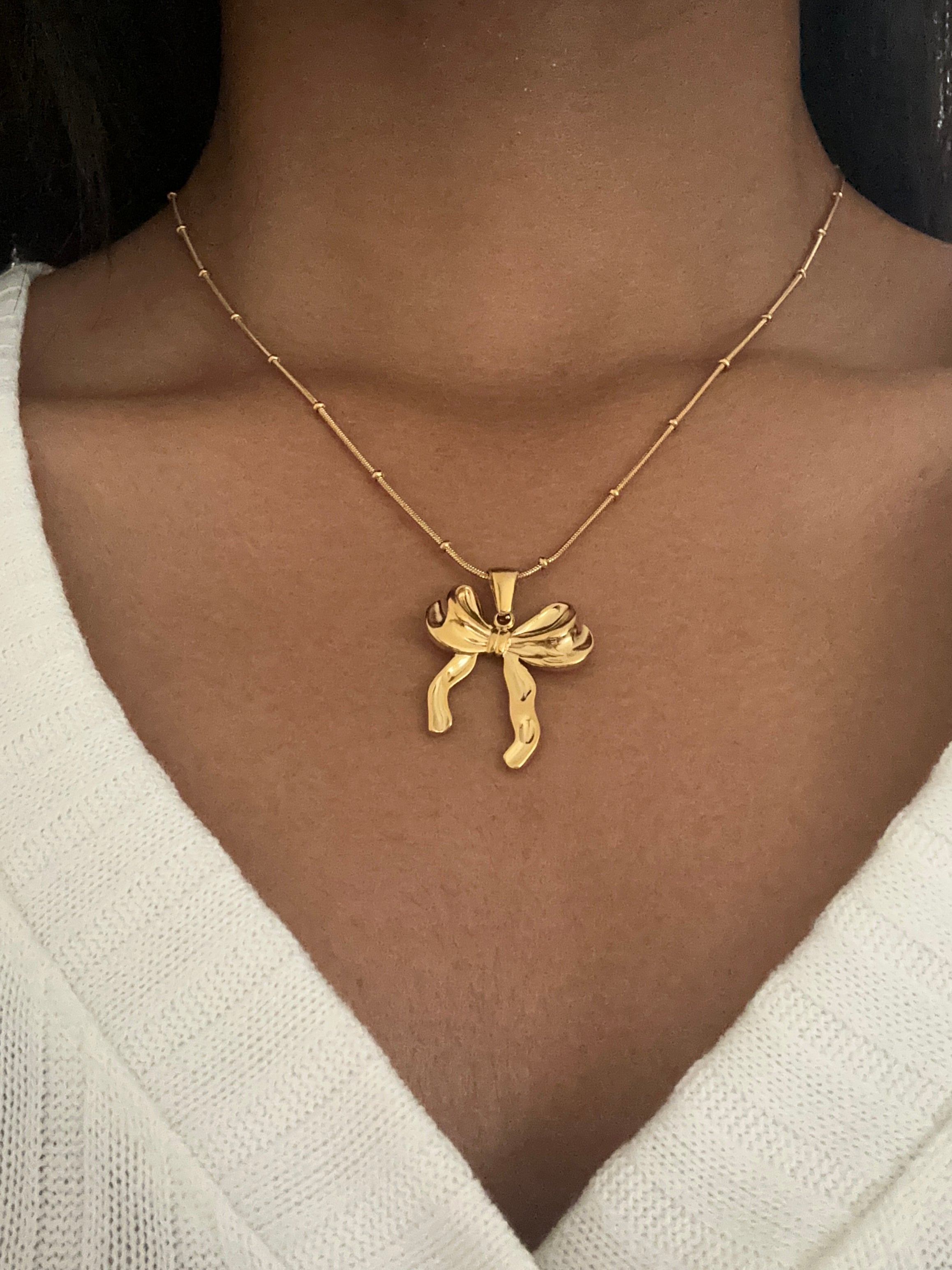 Aria Bow Pendant Necklace | Gold Plated Anti-Tarnish Jewellery
